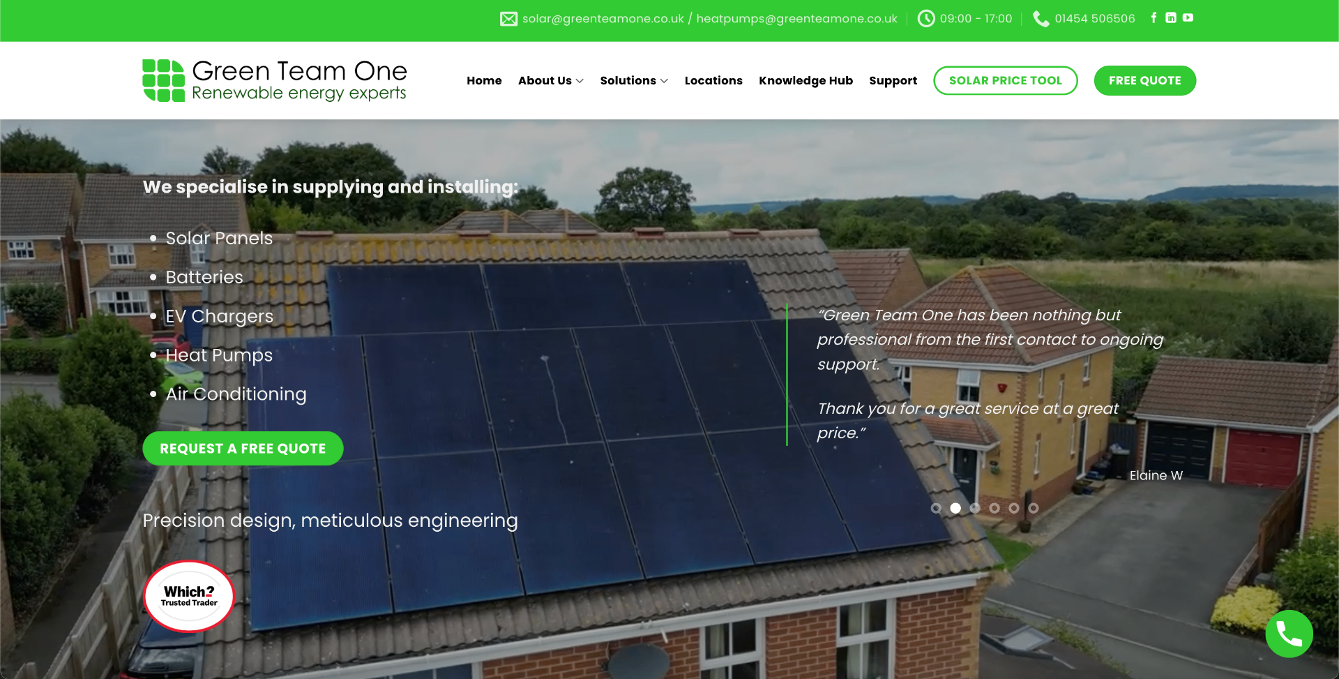Green Team One renewable energy website — paid ad campaigns by AWResults