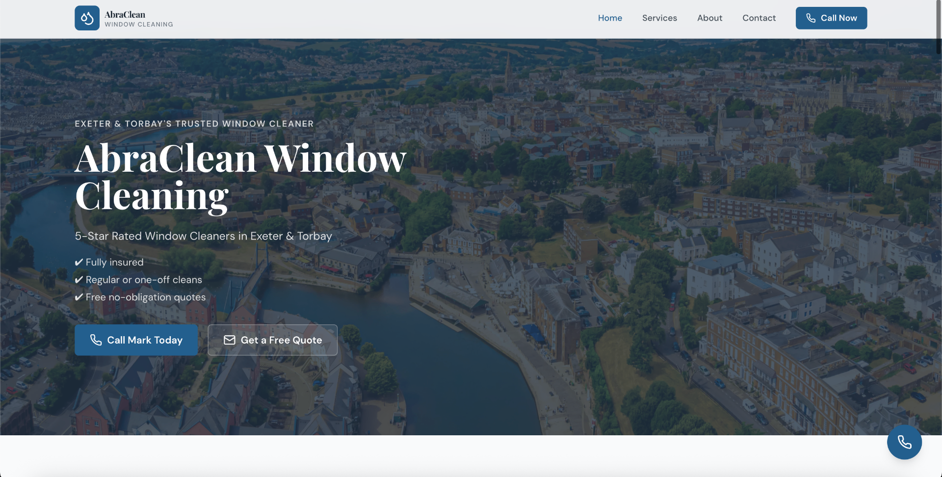 Abra Clean Window Cleaners website built by AWResults