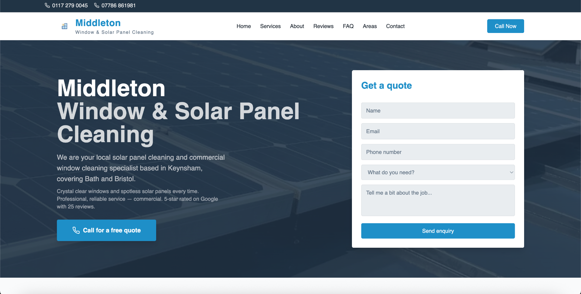 Middleton Solar Cleaning website built by AWResults