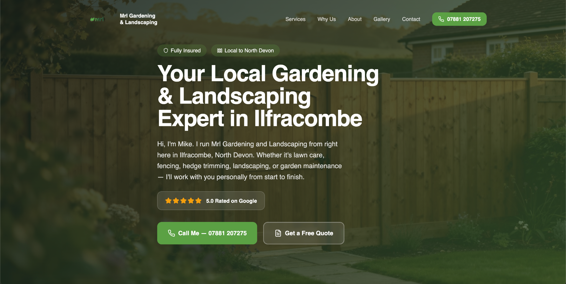 MRL Gardening & Landscaping website built by AWResults