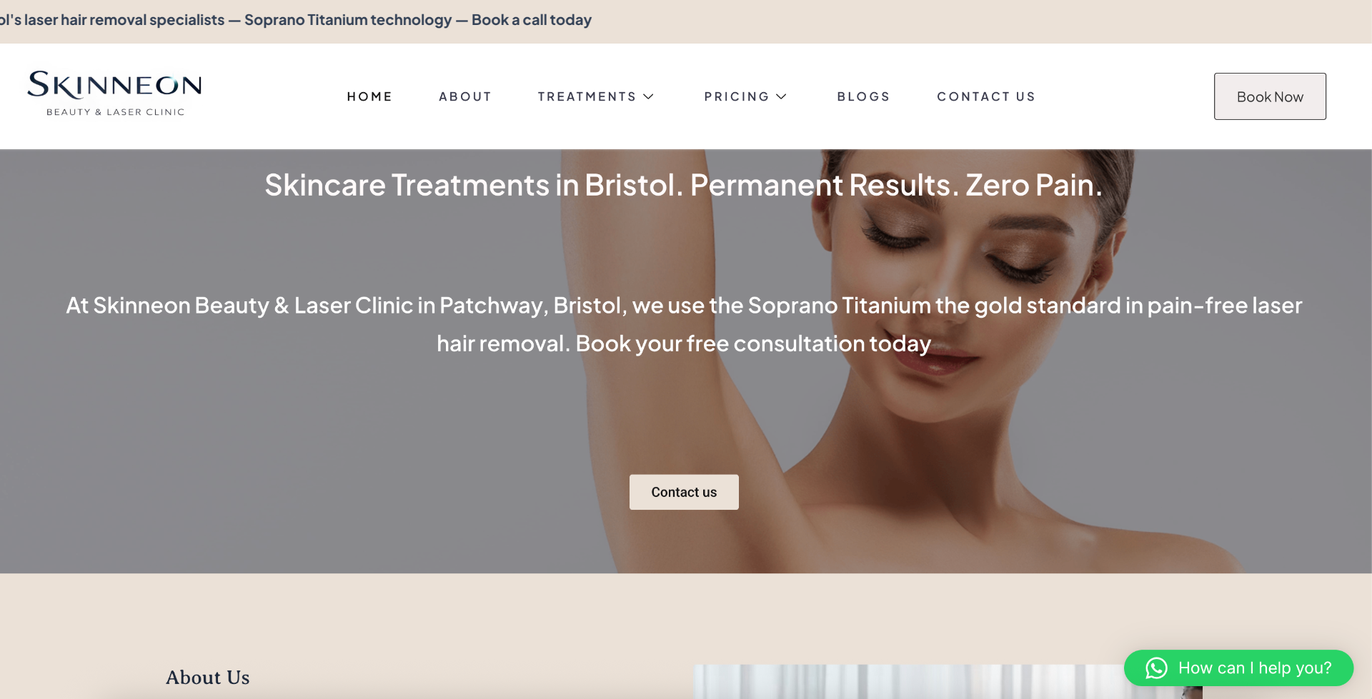 Skinneon Beauty and Laser Clinic homepage